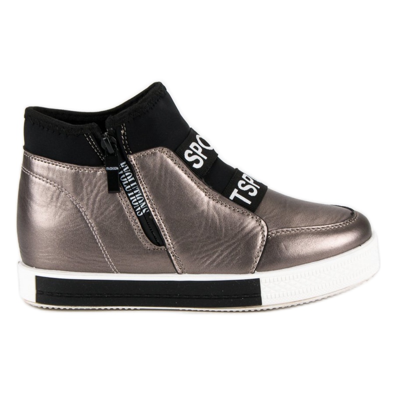 Grafiittiset lenkkarit vetoketjulla ruskea harmaa