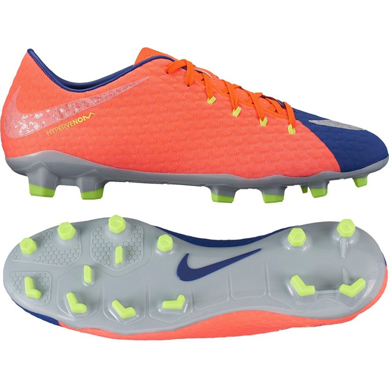 Nike Hypervenom Phelon Iii Fg M 852556-409 jalkapallokengät musta, violetti, oranssi oranssi
