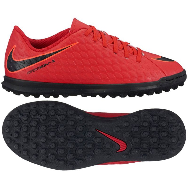 Nike HypervenomX Phade III TF Jr 852585-616 jalkapallokengät punainen