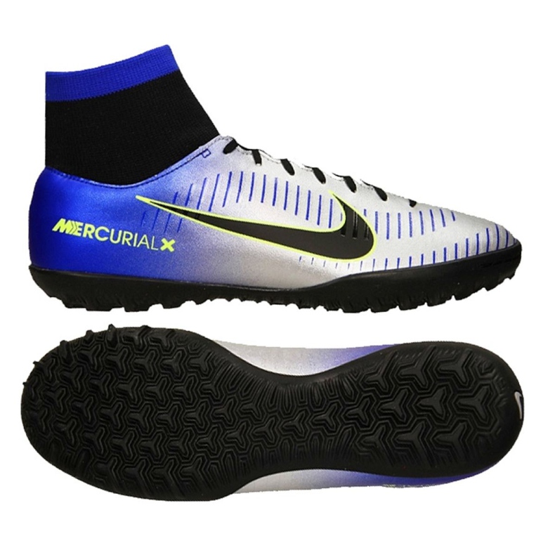 Nike MercurialX Victory Vi Neymar Df Tf M 921514-407 jalkapallokengät vihreä, sininen, harmaa / hopea sininen