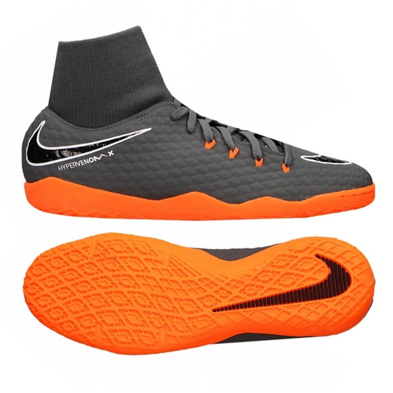 Nike Hypervenom PhantomX 3 Academy Df Ic M AH7274-081 jalkapallokengät harmaa harmaa