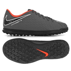Nike Hypervenom PhantomX 3 Club Tf Jr AH7298-081 jalkapallokengät harmaa / hopea, oranssi, harmaa / hopea harmaa