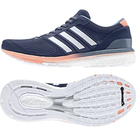 Juoksukengät Adidas Adizero Boston 6 W BB6418 valkoinen tummansininen oranssi