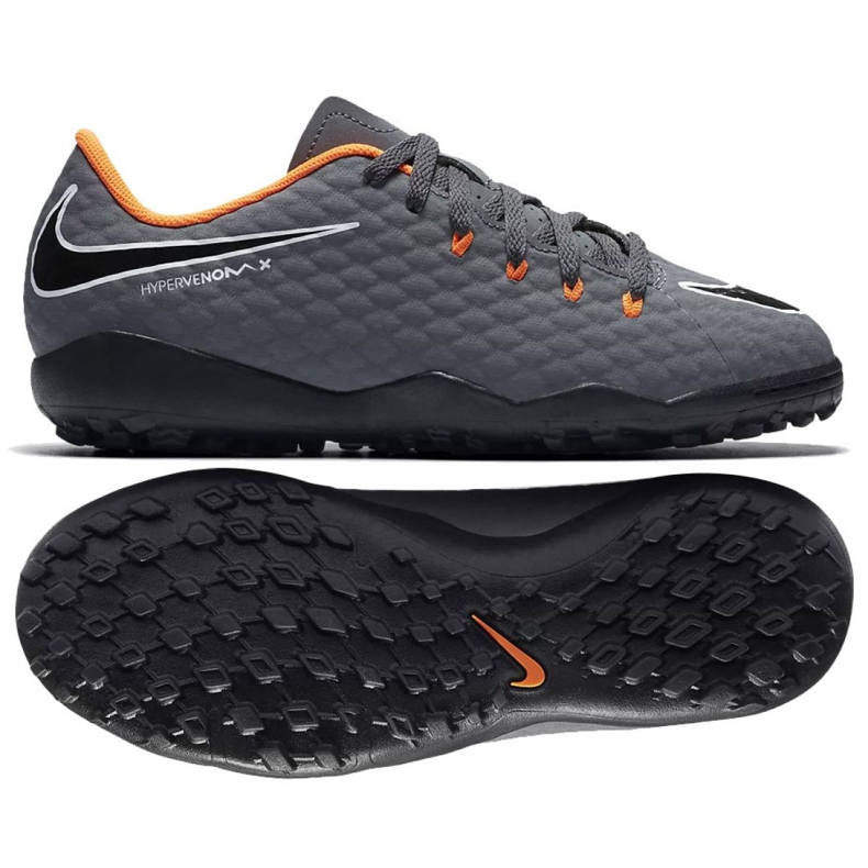 Nike Hypervenom PhantomX 3 Academy Tf Jr AH7294-081-S jalkapallokengät harmaa harmaa