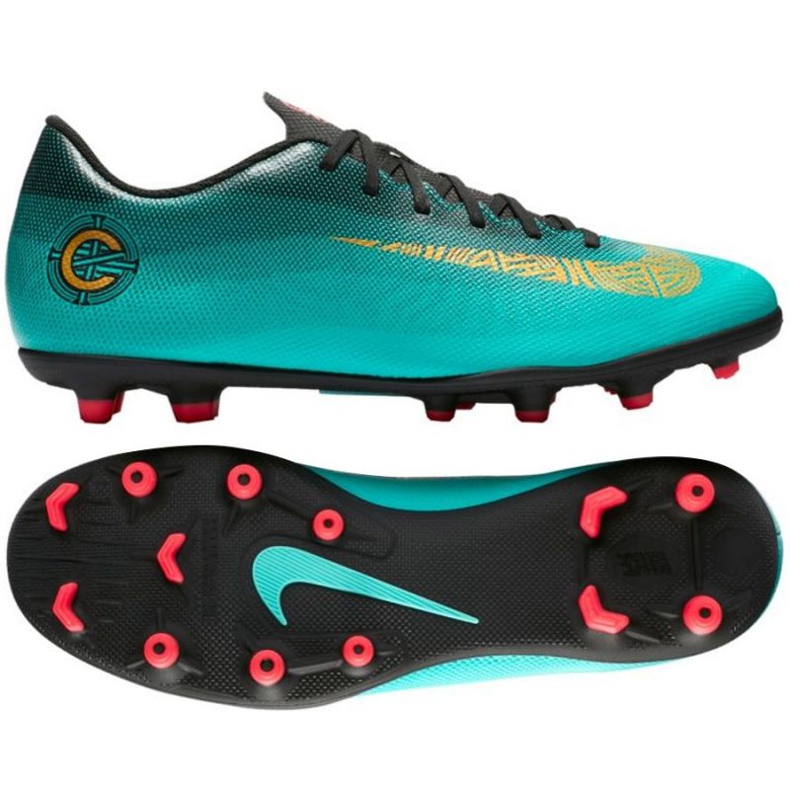 Nike Mercurial Vapor 12 Club CR7 Mg M AJ3723-390 jalkapallokengät vihreä vihreä
