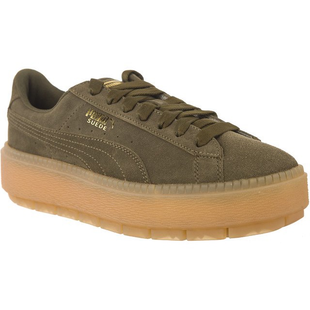 Puma Suede Platform Trace Olive Night vihreä
