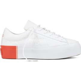 Converse 559904 Yksi tähti Platform Colorblock White Bright Poppy valkoinen
