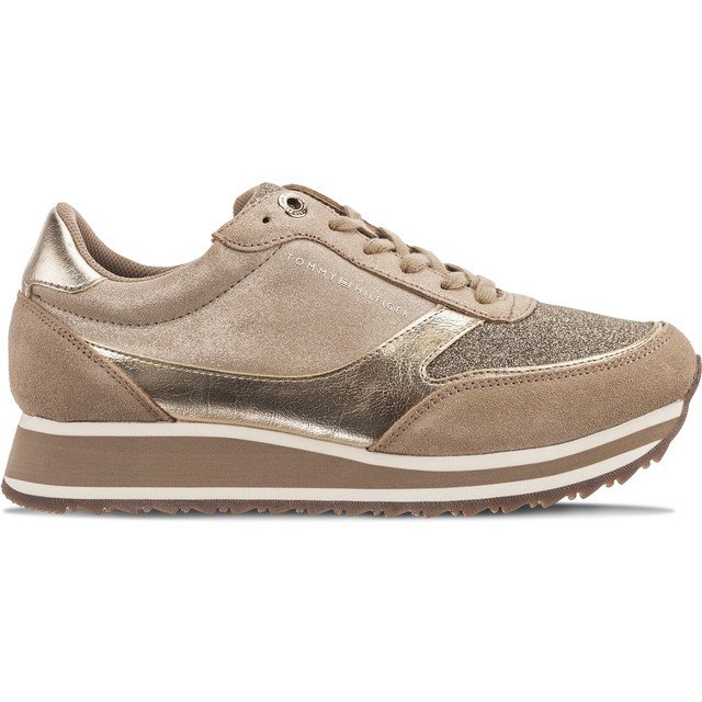 Tommy Hilfiger Metallinen Retro Runner 099 Dark Taupe ruskea