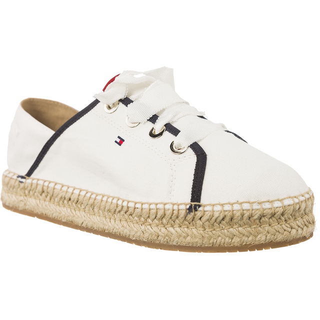 Tommy Hilfiger Metallic Lace Up Espadrille 121 valkoinen