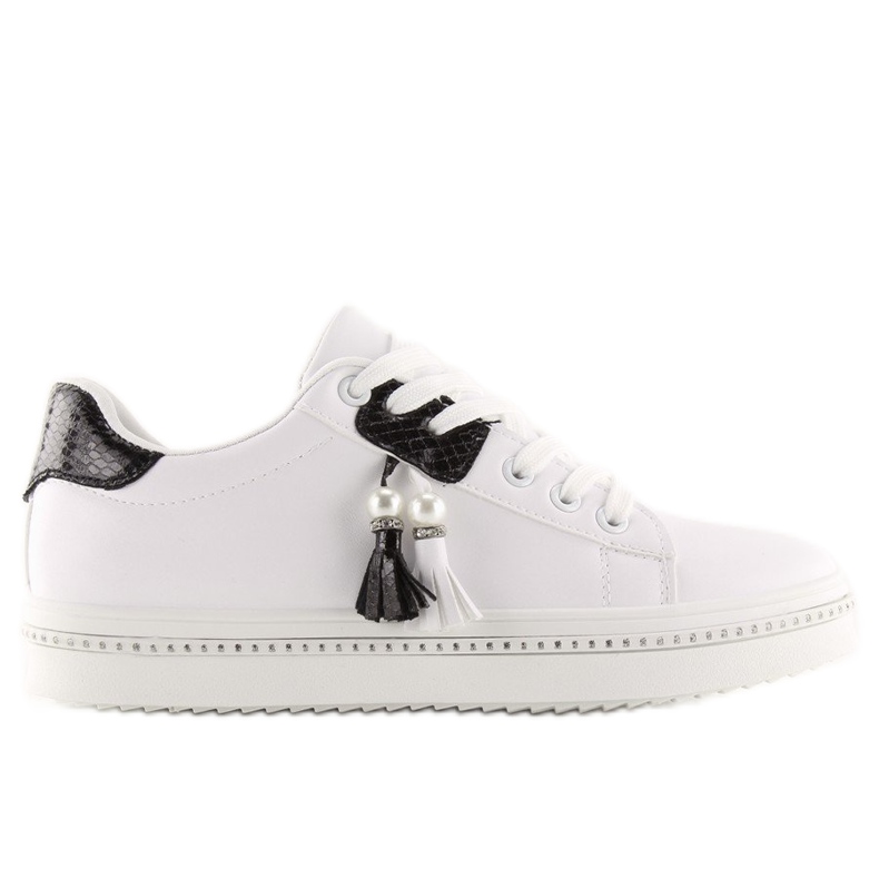 Naisten mustavalkoiset tennarit 88038 WHITE / BLACK valkoinen
