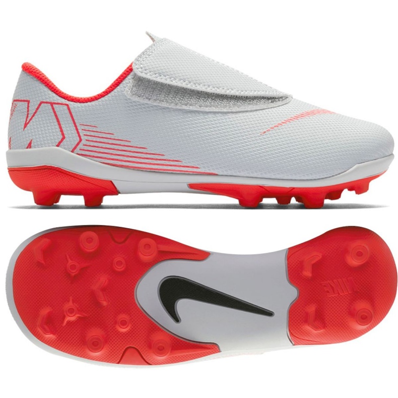 Nike Mercurial Vapor 12 Club Ps V Mg Jr AH7351-060 jalkapallokengät monivärinen valkoinen
