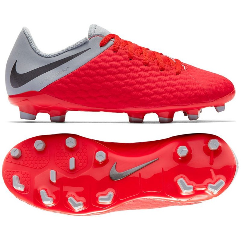 Nike Hypervenom Phantom 3Academy Fg Jr AJ4119-600 jalkapallokengät punainen appelsiinit ja punaiset