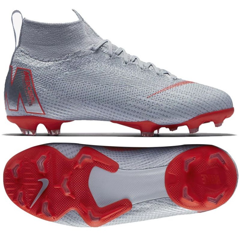 Nike Mercurial Superfly 6 Elite Fg Jr AH7340-060 jalkapallokengät harmaa hopea