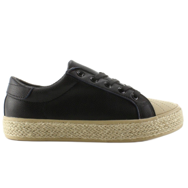 Lenkkarit pellavapohjassa NA05P Musta Lenkkarit pellavapohjassa NA05P Musta