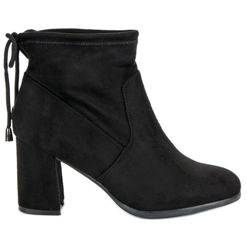 Korkeakorkoiset mokkanahkaiset nilkkurit musta