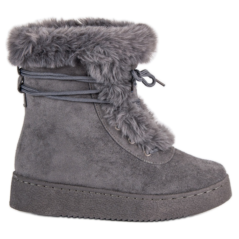 Harmaat sidotut lumisaappaat