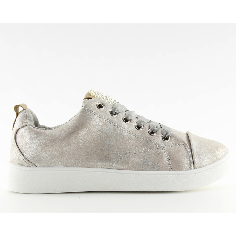 Harmaa 88013 Hopea lenkkarit helmillä