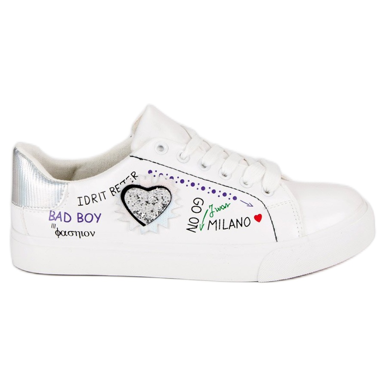 Valkoiset lenkkarit painatuksella valkoinen harmaa