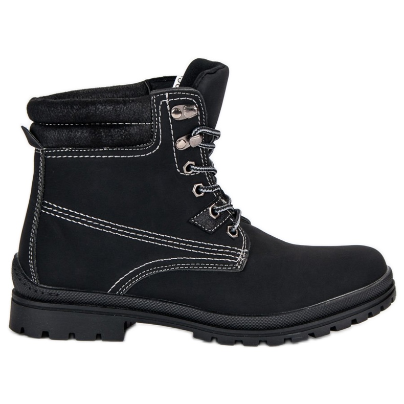 Mustat solmitut vaelluskengät