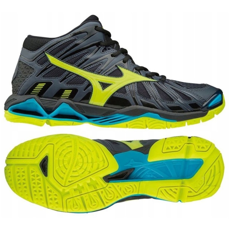 Mizuno Wave Tornado X2 Mid M V1GA181747 lentopallokengät musta harmaa