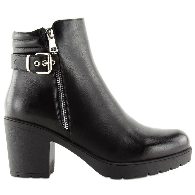 Mustat leveäkorkoiset saappaat NS027P Musta