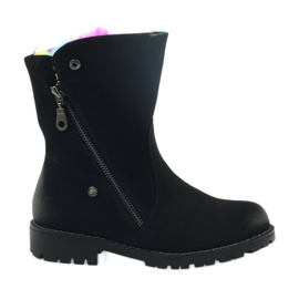 Sergio Leone Saappaat värillisellä turkiksella vetoketjulla musta monivärinen