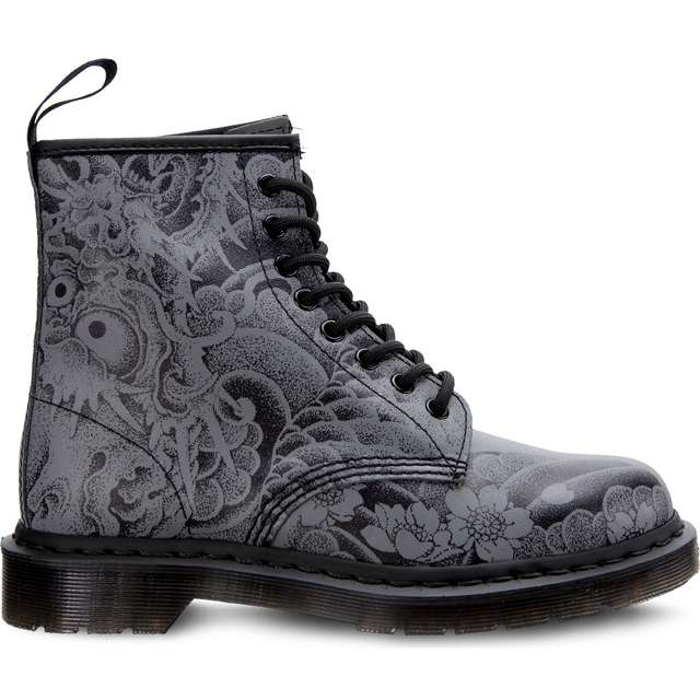 Dr. Martens 1460 Ot Black Gunmetal Ot Tattoo Tausta musta harmaa