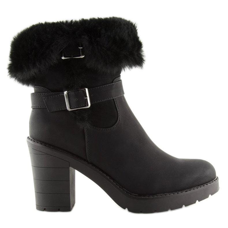 Mustat puolisaappaat korkokengät T119 Musta