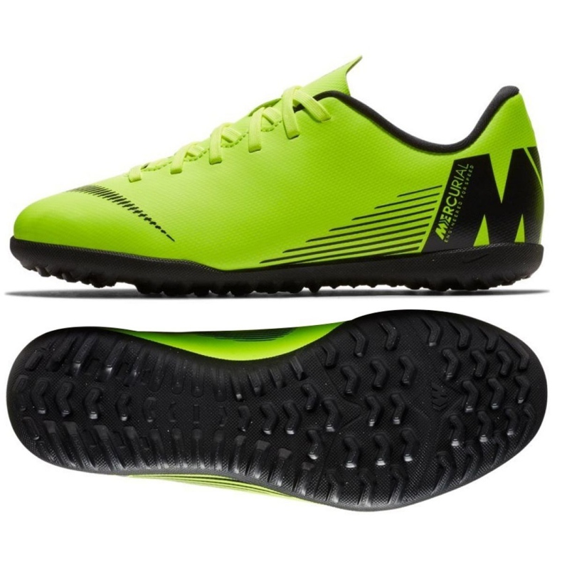 Nike Mercurial Vapor X 12 Club Tf Jr AH7355-701 jalkapallokengät vihreä vihreä