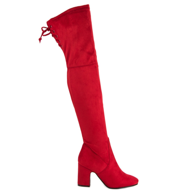 Super Me Punaiset reisi-korkeat saappaat postissa punainen