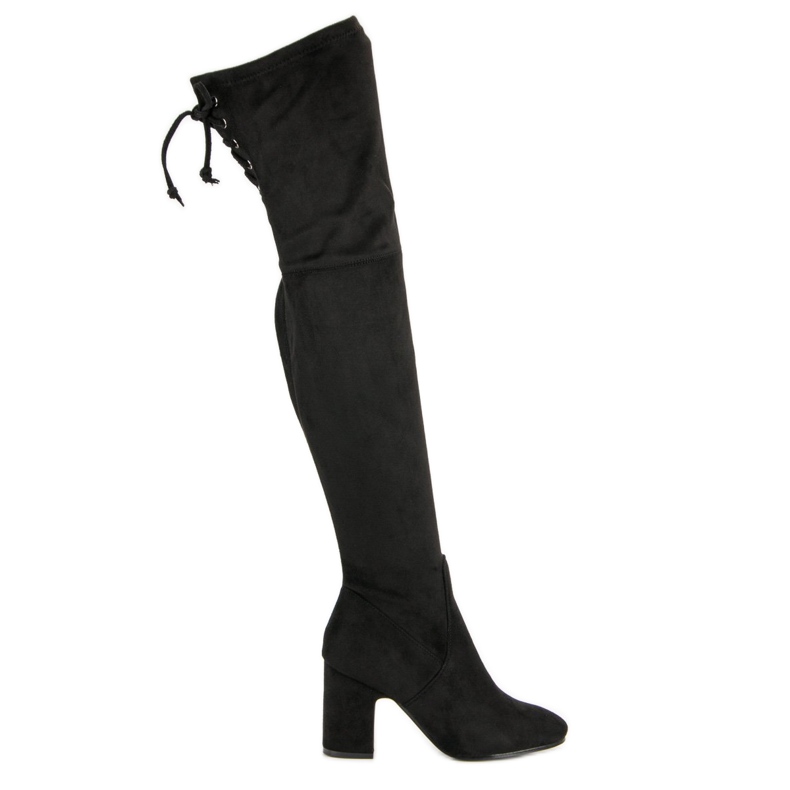 Super Me Mustat reisi-korkeat saappaat postissa