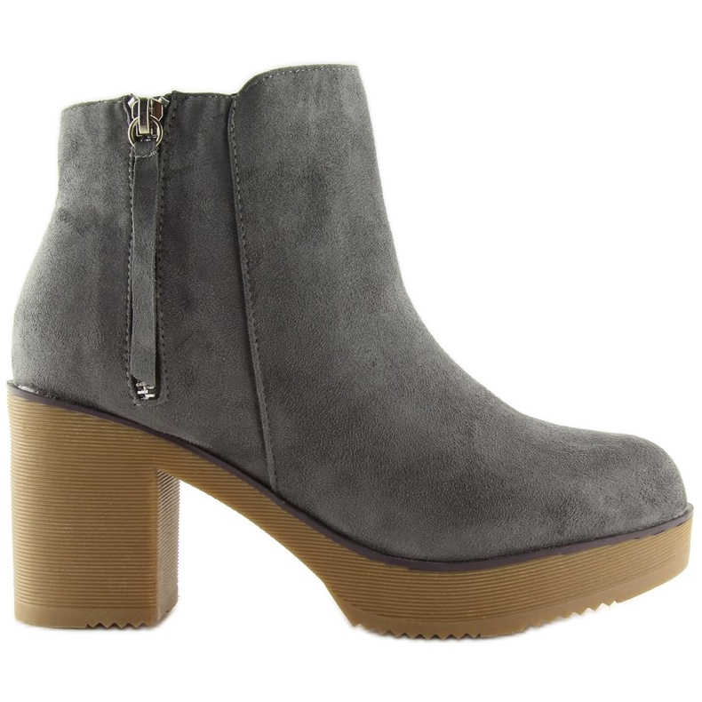 Harmaat saappaat vakaalla kantapäällä harmaa YL96009 Harmaa