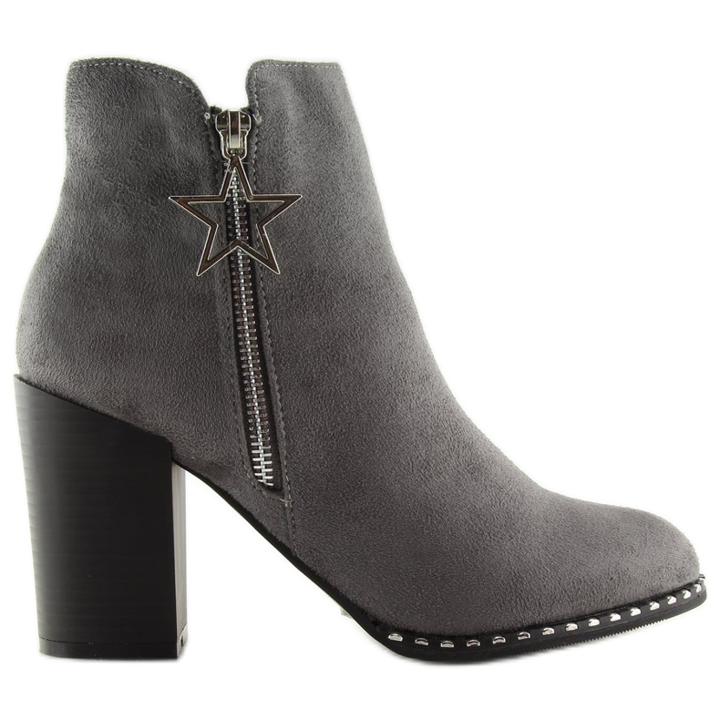 Saappaat vakaalla kantapäällä harmaa 8576-2 Harmaa