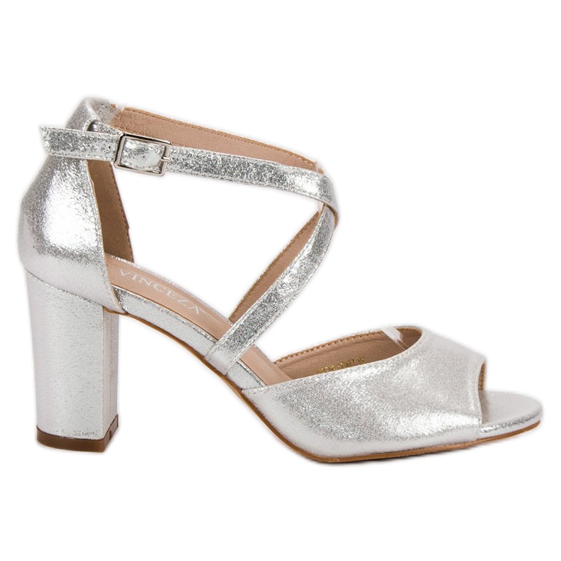 Hopeiset sandaalit baarissa VINCEZA harmaa