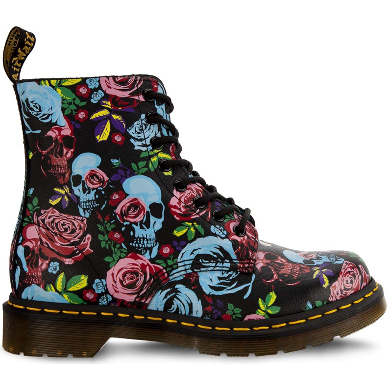 Dr. Martens 1460 Pascal Rose Multi Rose Fantasy Backhand Straw Grain musta sininen monivärinen