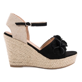 Top Shoes Mustat sandaalit kukilla