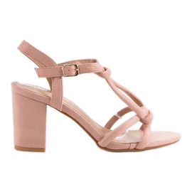 Laura Mode Tyylikkäät sandaalit baarissa vaaleanpunainen Laura Mode Tyylikkäät sandaalit baarissa vaaleanpunainen
