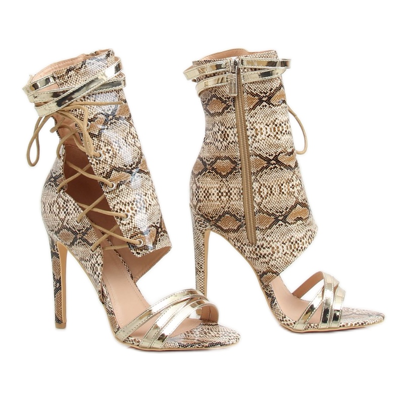 Snake skin beige JR-041 Nude saappaat ruskea monivärinen