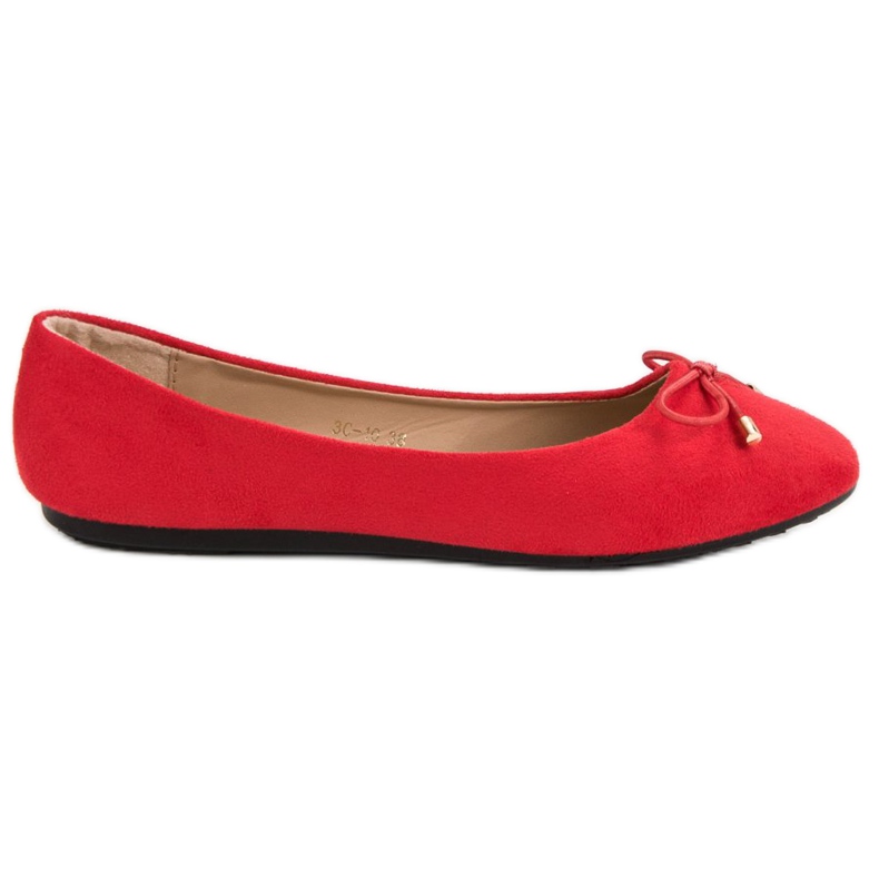 Mokkanahkaiset ballerinat jousella punainen