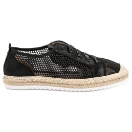 Queentina Pitsi-up Espadrilles Mesh musta