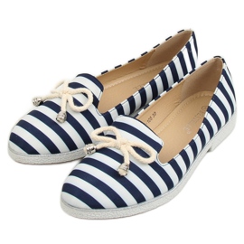 Slip-on valkoinen ja tummansininen raita H8-105 DK.BLUE