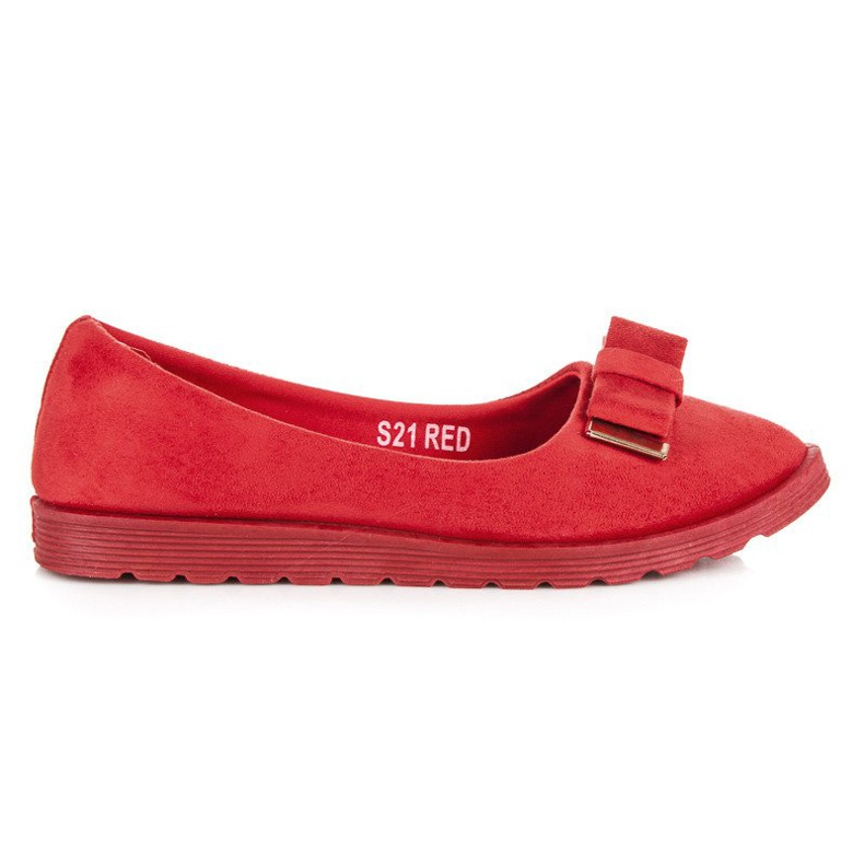 Mokkanahkaiset ballerinat jousella punainen