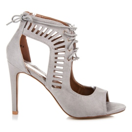 Queen Bee Sidotut mokkanahkaiset sandaalit harmaa Queen Bee Sidotut mokkanahkaiset sandaalit harmaa