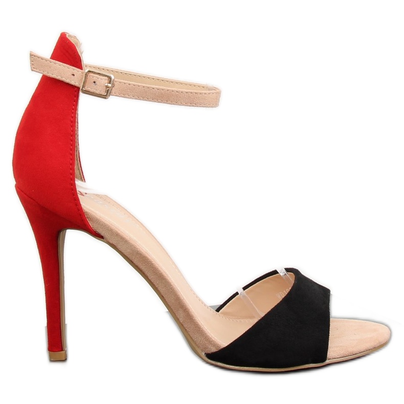 Mustat sandaalit korkokengissä WD100P Musta punainen