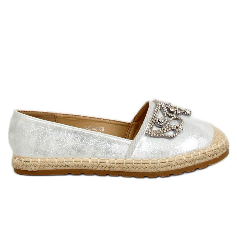 Hopeiset espadrillot kruunulla, H-6558 Hopea harmaa