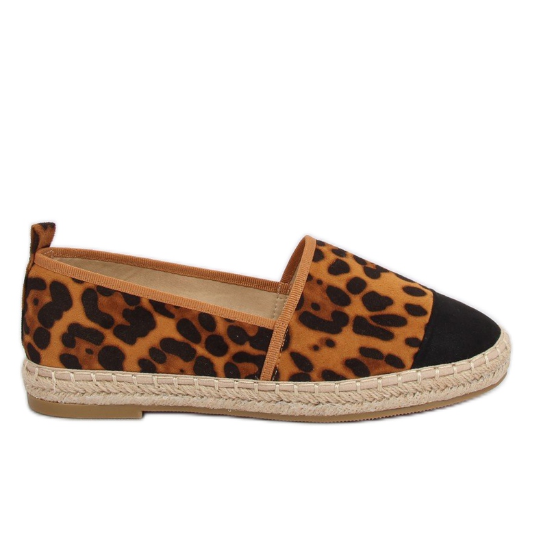 Naisten espadrillit 888-15 Leopard musta ruskea monivärinen