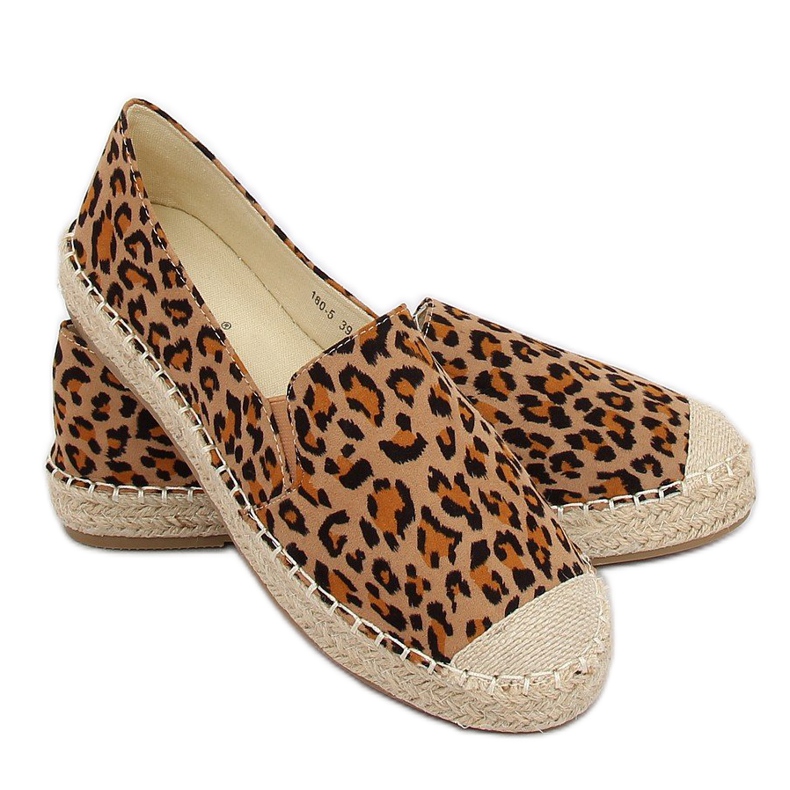 Naisten espadrilles leopard 180-5 Leopard ruskea monivärinen