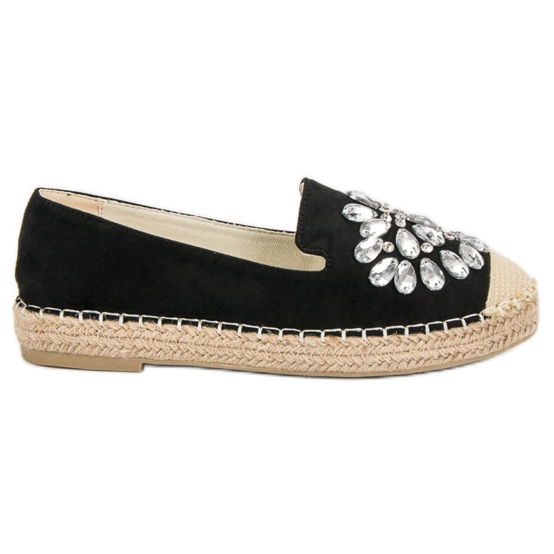 Small Swan Suede Espadrilles koristeilla musta