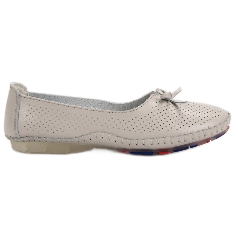 VINCEZA -avoimet nahkabaleriinit harmaa