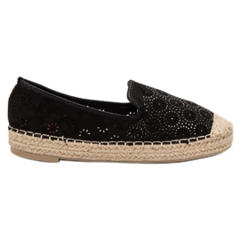 SHELOVET Suede Openwork Espadrilles musta